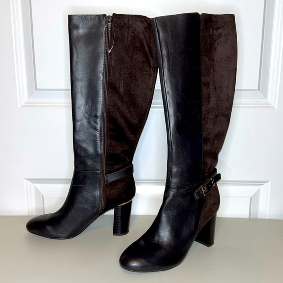 Bandolino Shoes - Bandolino Knee High Leather & Suede Zipper Heeled Boots 👢 Size 7.5 NWOT Brown
